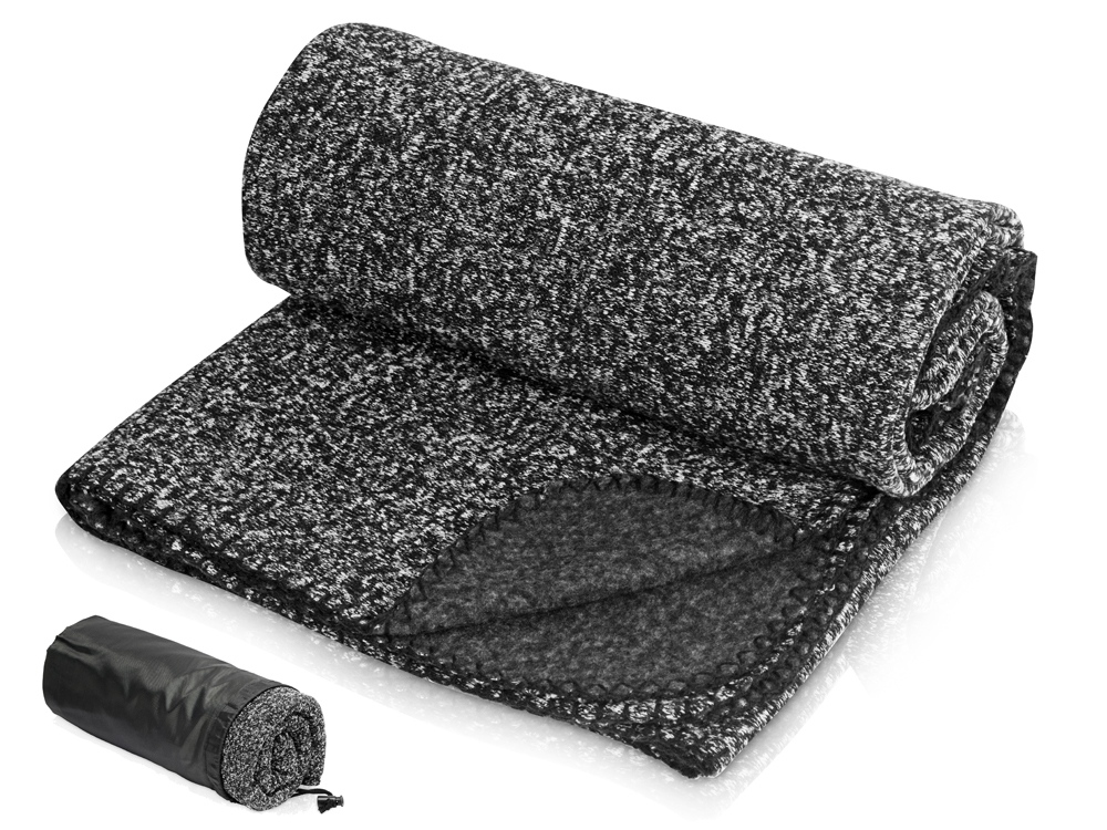 Плед вязаный Blend в чехле, черный-0