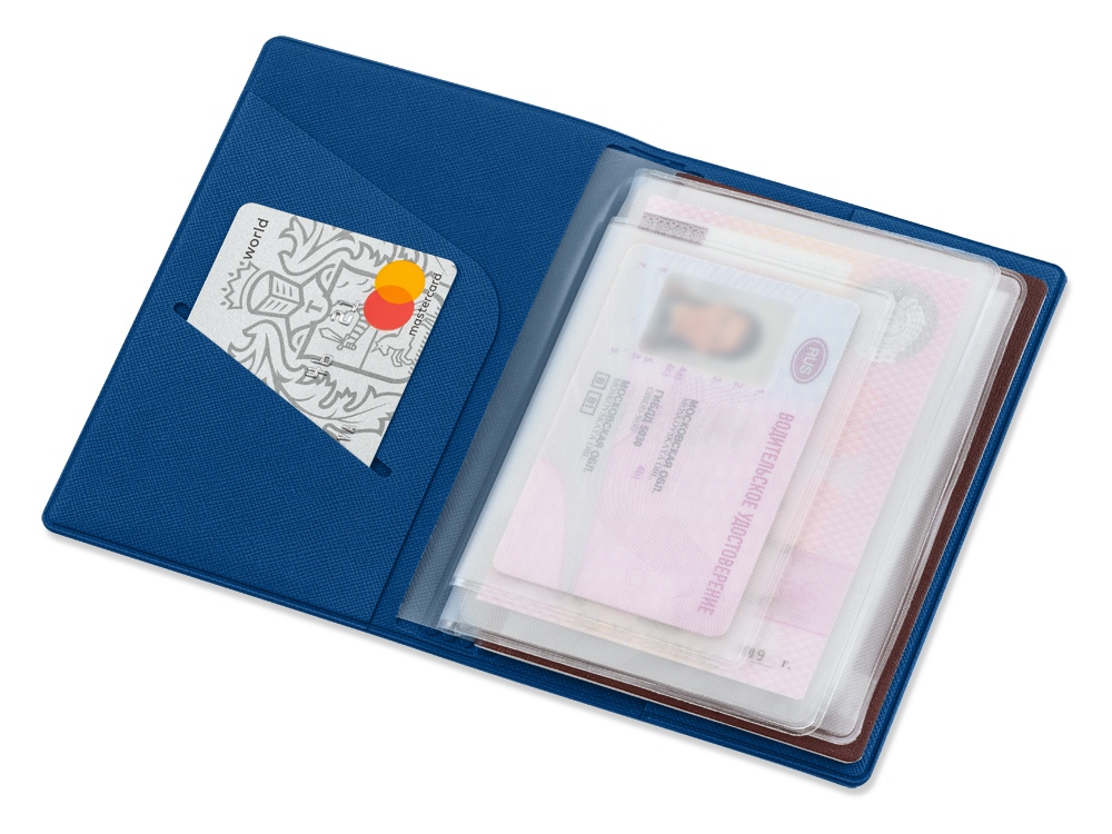 Классическая обложка для автодокументов Favor, синяя-1