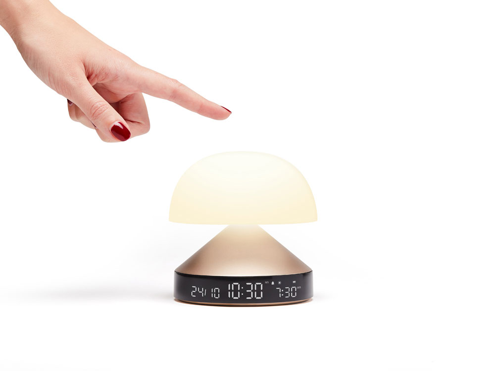 Светильник с часами и световым будильником Mina Sunrise, золотистый-12