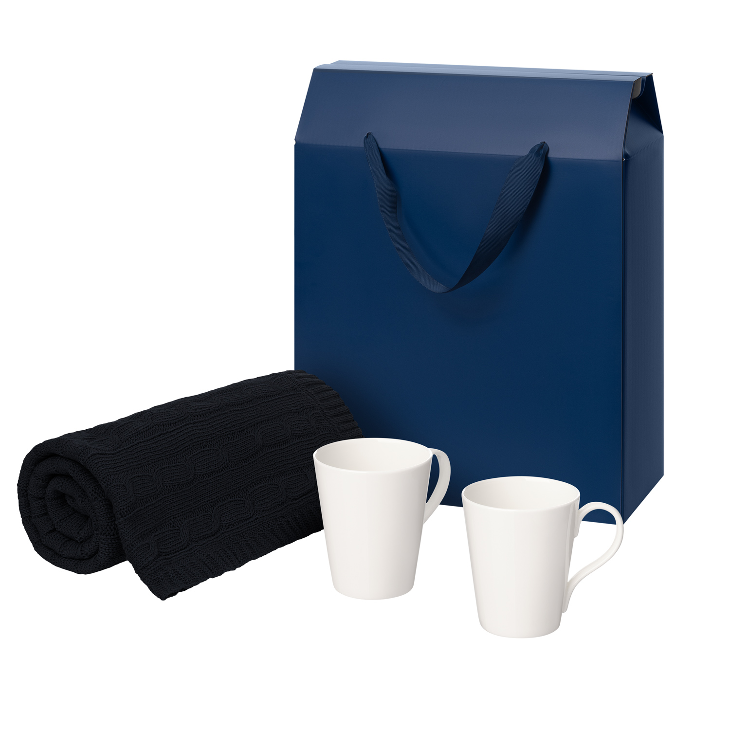 Подарочный набор Веста (Vesta), Фадо (Fado), темно-синий в коробке-пакете (две фарфоровых кружки)-0