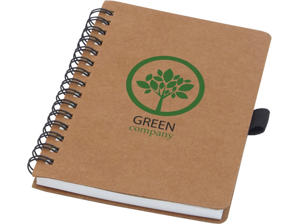 Блокнот Cobble на пружине, формат A6, изготовленный из переработанного картона, с листами из каменной бумаги, натуральный-3