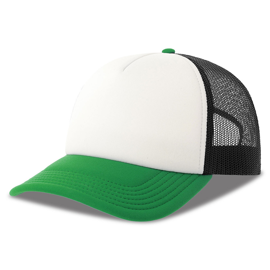 Бейсболка RAPPER-S, 5 клиньев, пластиковая застёжка, белый, зеленый, чёрный-0