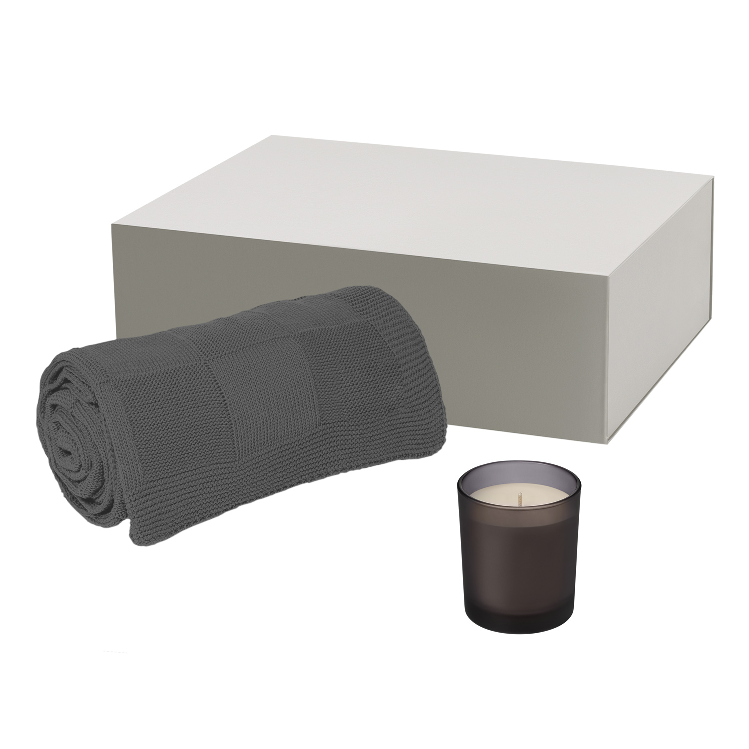 Подарочный набор Энигма (Enigma), Селла (Cella), серый (свеча, плед)-0