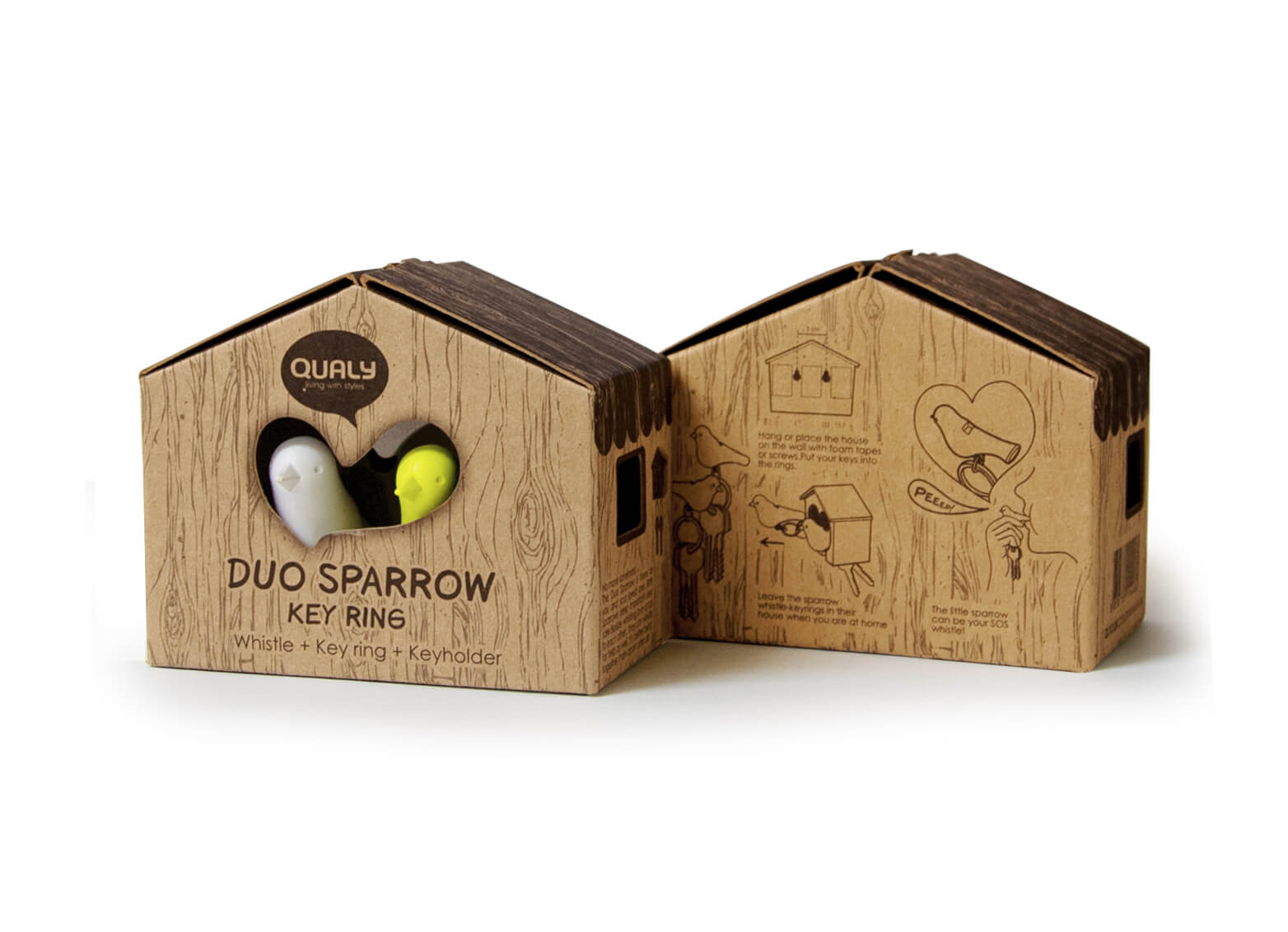 Держатель и брелок для ключей Duo Sparrow, Белый/ черный-2
