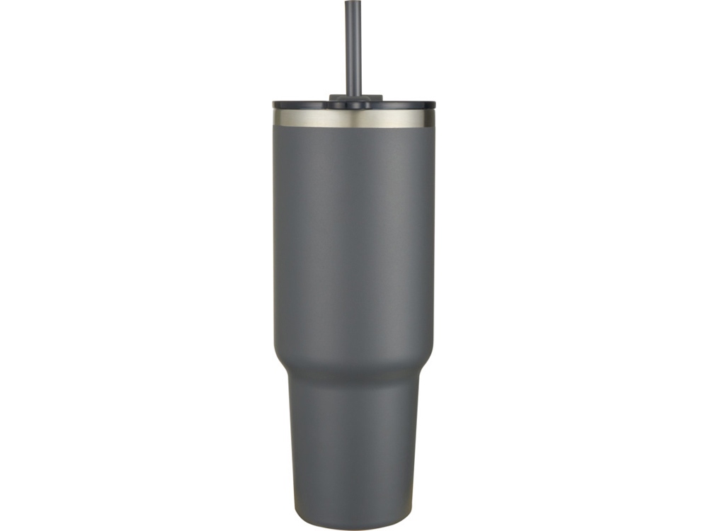 Sydney медная кружка с двойными стенками, сертифицированная согласно RCS, с вакуумной изоляцией и соломинкой, 1200 мл - Серый-1