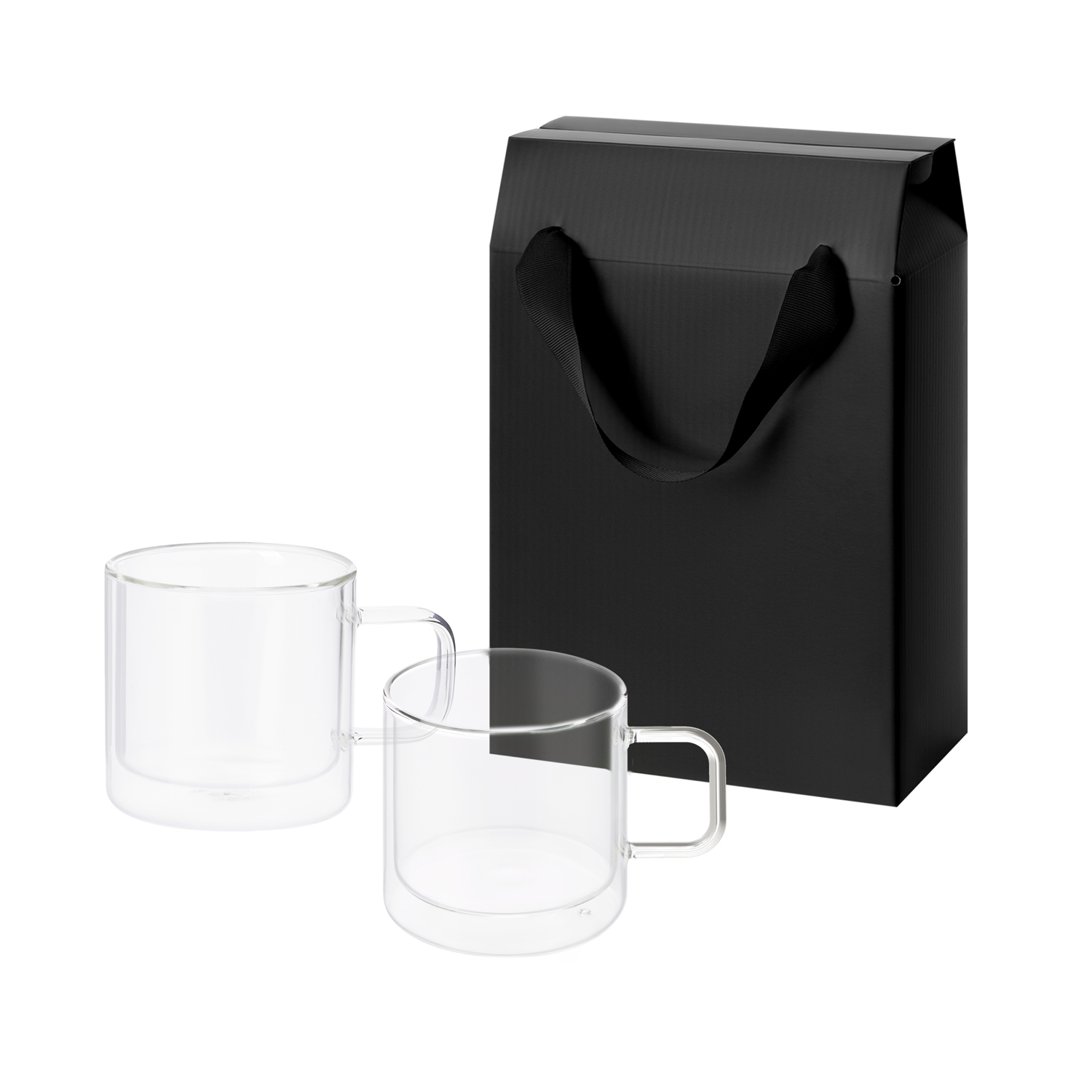 Подарочный набор 2 стеклянные кружки Luna в коробке-пакете-0