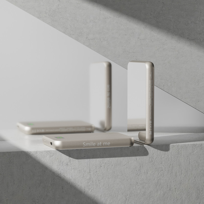 Внешний беспроводной аккумулятор Xoopar Smile с MagSafe и зеркалом, 5000 мА·ч, серебристый-10
