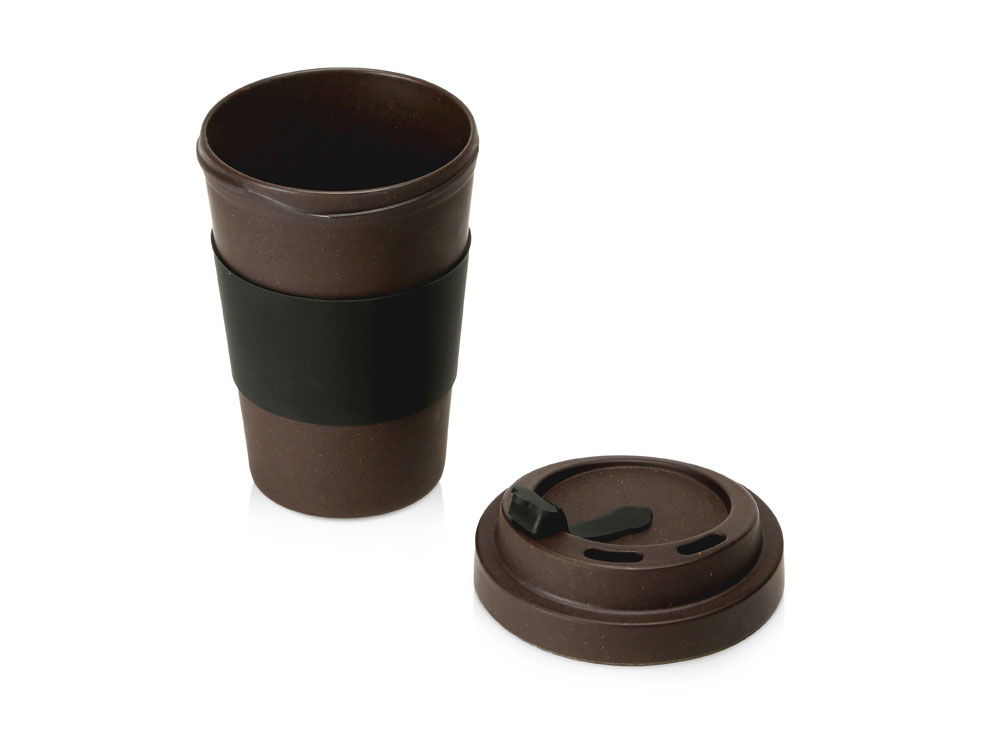 Стакан из кофе с силиконовой манжетой Latte, коричневый-2