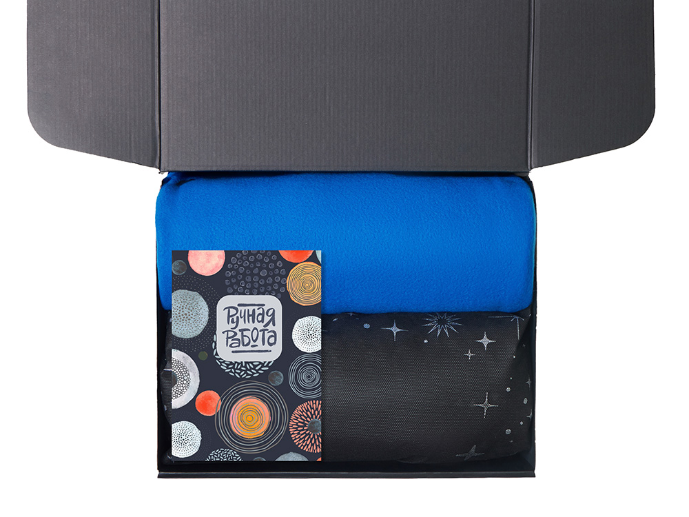 Подарочный набор с пледом, свечой и диффузором, синий-2