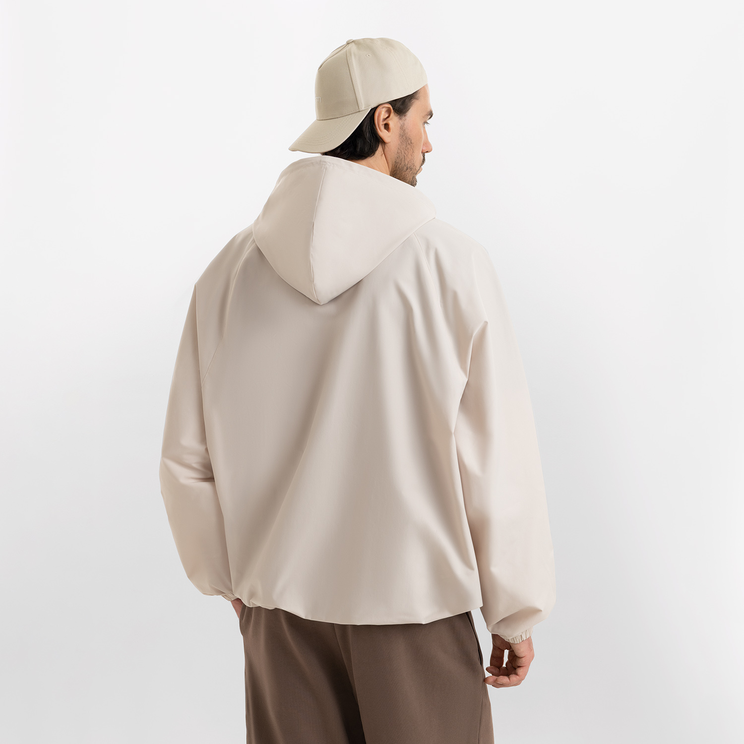 Ветровка (анорак) оверсайз унисекс Риссман (Rissman), бежевая-6