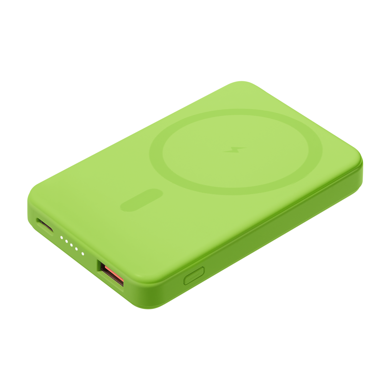 Внешний аккумулятор Ларго PD (Largo PD) 5000mAh с функцией беспроводной зарядки 15W, салатовый-0