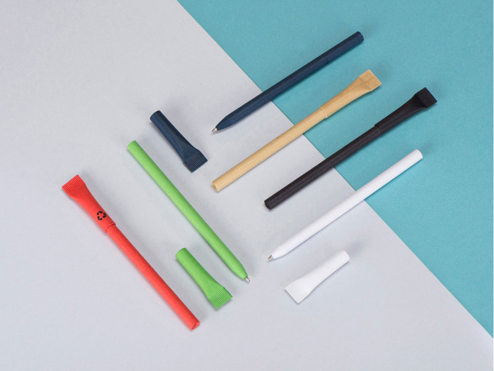 Ручка картонная с колпачком Recycled, бирюзовый-3