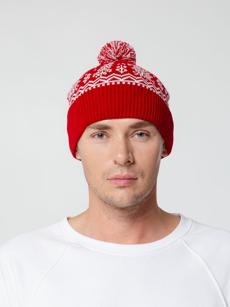 Шапка Elnik, красная с молочно-белым-2