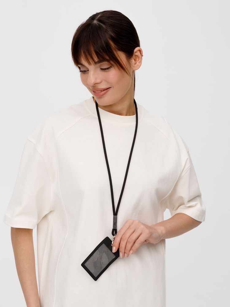 Шнурок для бейджа Tube Metal, черный-3