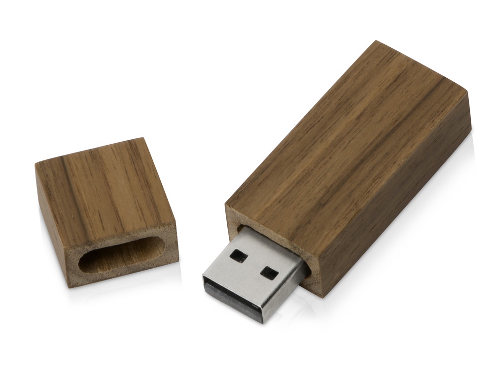 Флеш-карта USB 2.0 16 Gb Woody с магнитным колпачком, темное дерево-1