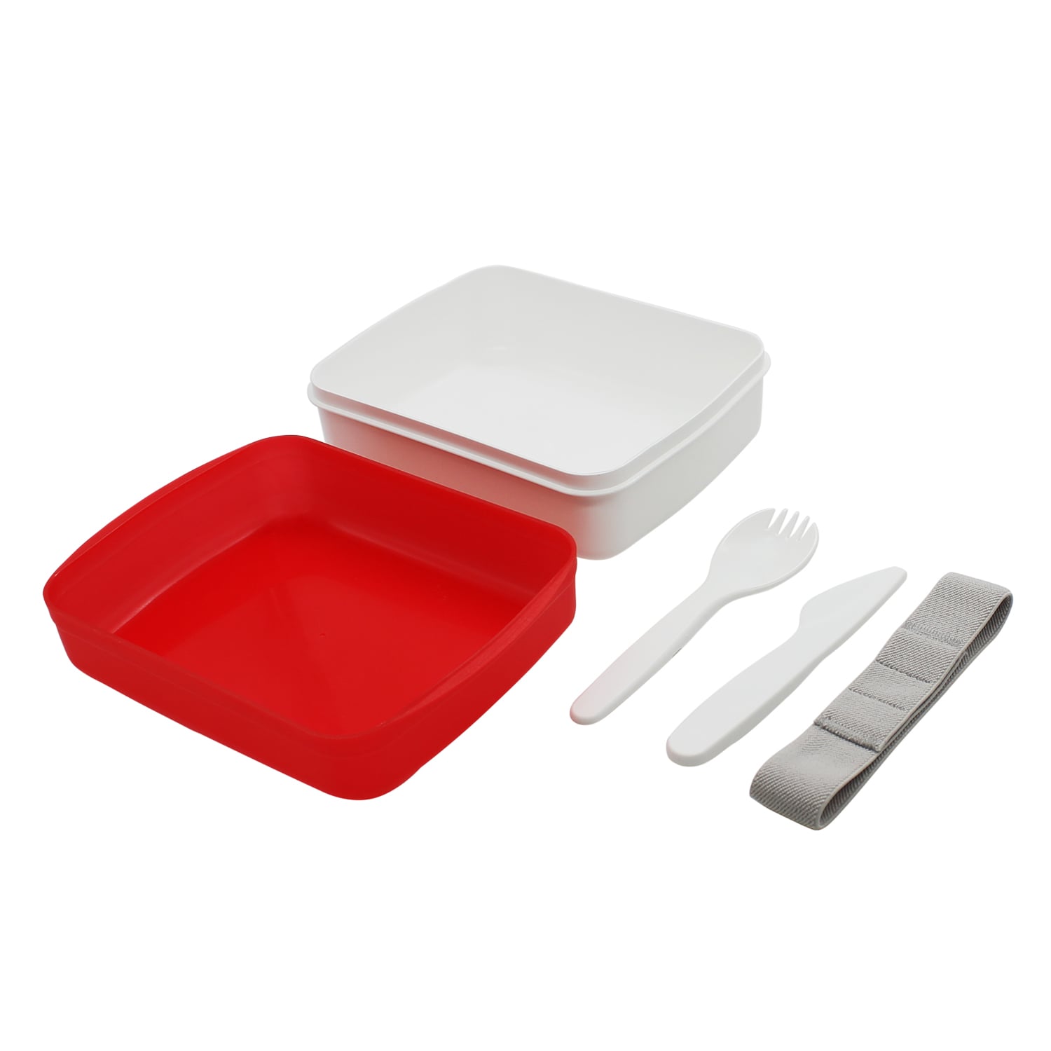 Ланч-бокс Lunch Blue line со столовыми приборами (красный)-3