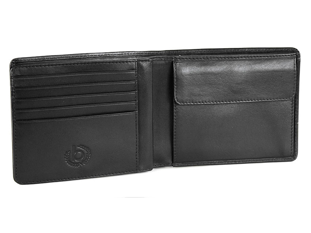 Портмоне BUGATTI Primo, чёрное, натуральная воловья кожа, 11,5х2х9,5 см-1