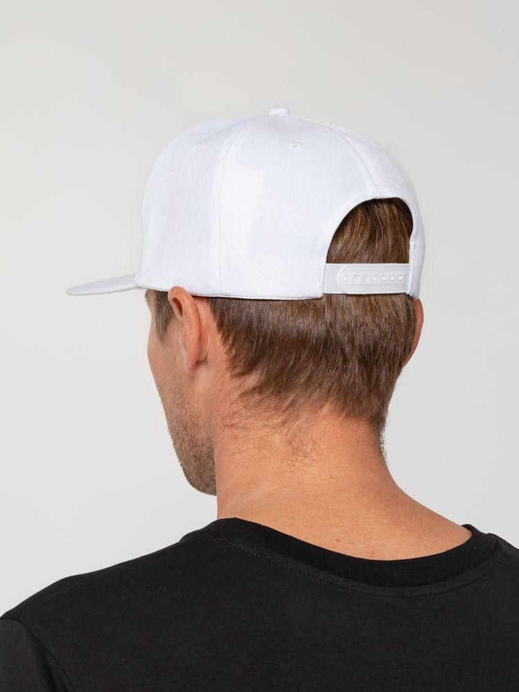 Бейсболка Snapback с прямым козырьком, белая-5