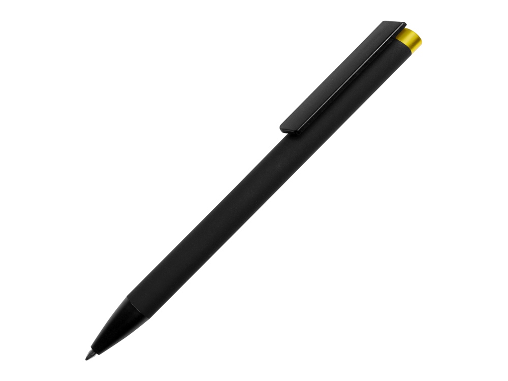Ручка металлическая шариковая Taper Metal софт-тач с цветным зеркальным слоем, черный с желтым-1