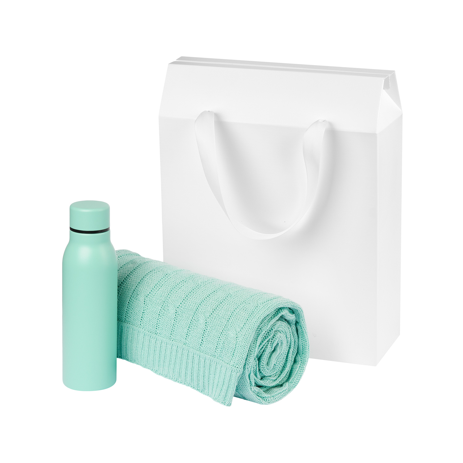 Подарочный набор Sorento, бирюзовый (термобутылка, плед)-0