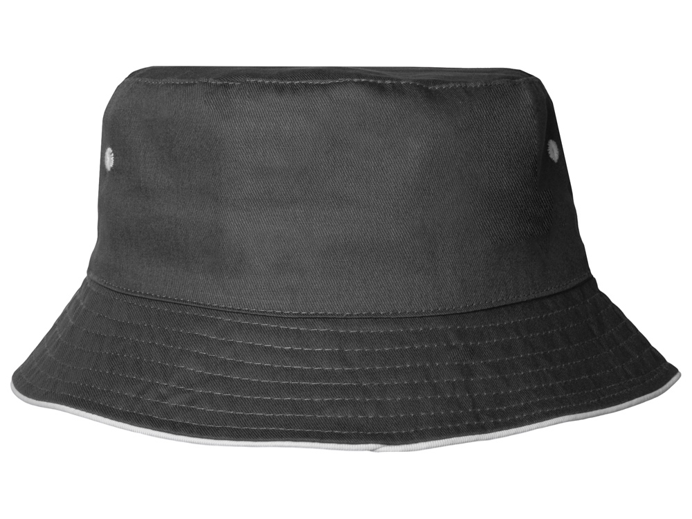 Панама с контрастной окантовкой , темно-серый/белый-4