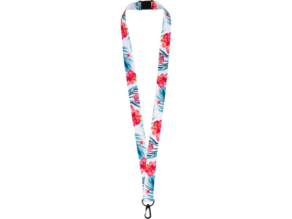 Ланъярд 2 см под сублимацию с карабином и замком обрыва, черный-1