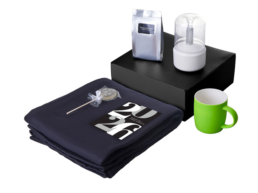 Подарочный набор с пледом, увлажнителем и кружкой, зеленое яблоко-1