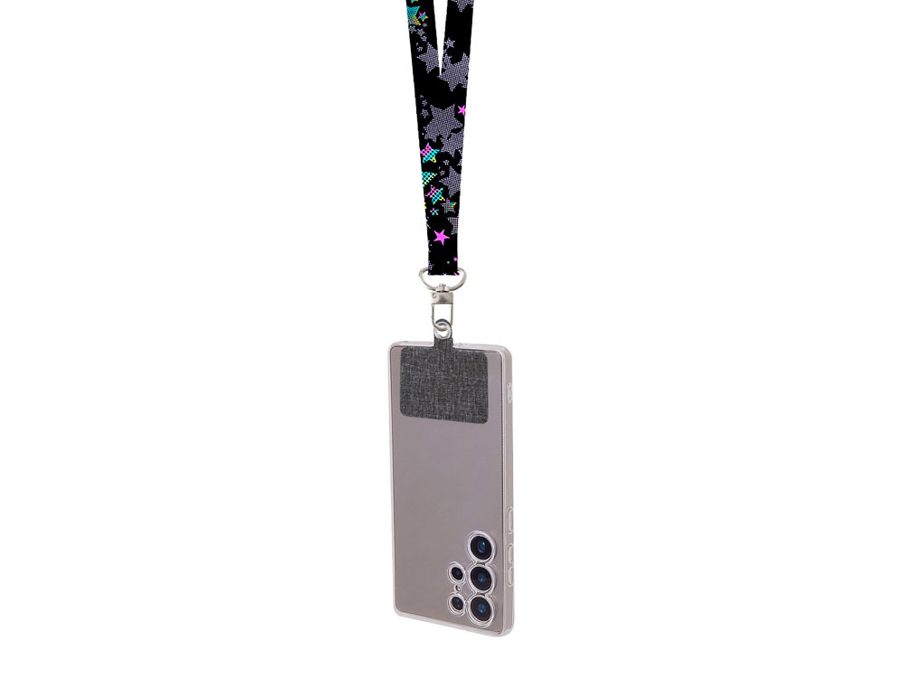 Ланъярд 2,5 см под сублимацию с трендовым карабином и большим держателем для телефона из ПЭ-4