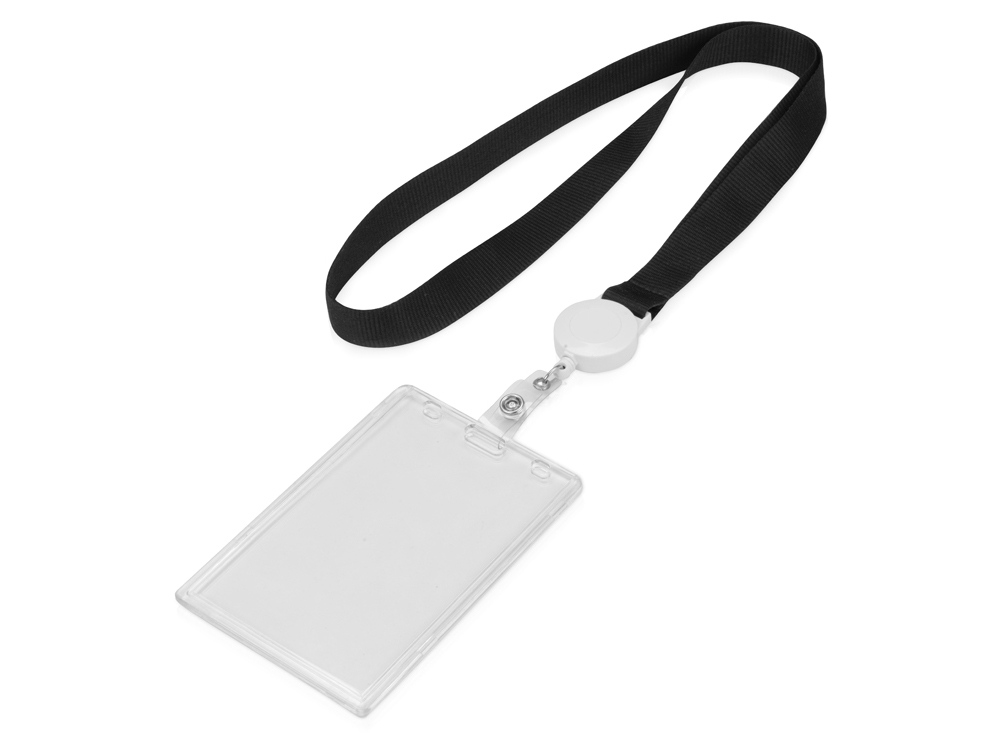 Ланьярд с ретрактором, черный-1