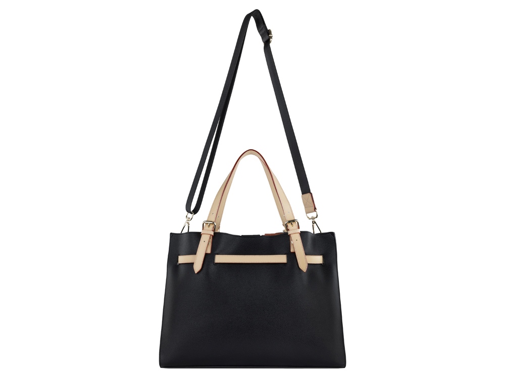 Сумка наплечная женская BUGATTI Ella, черная, полиуретан, 37,5х13,5х28 см-3