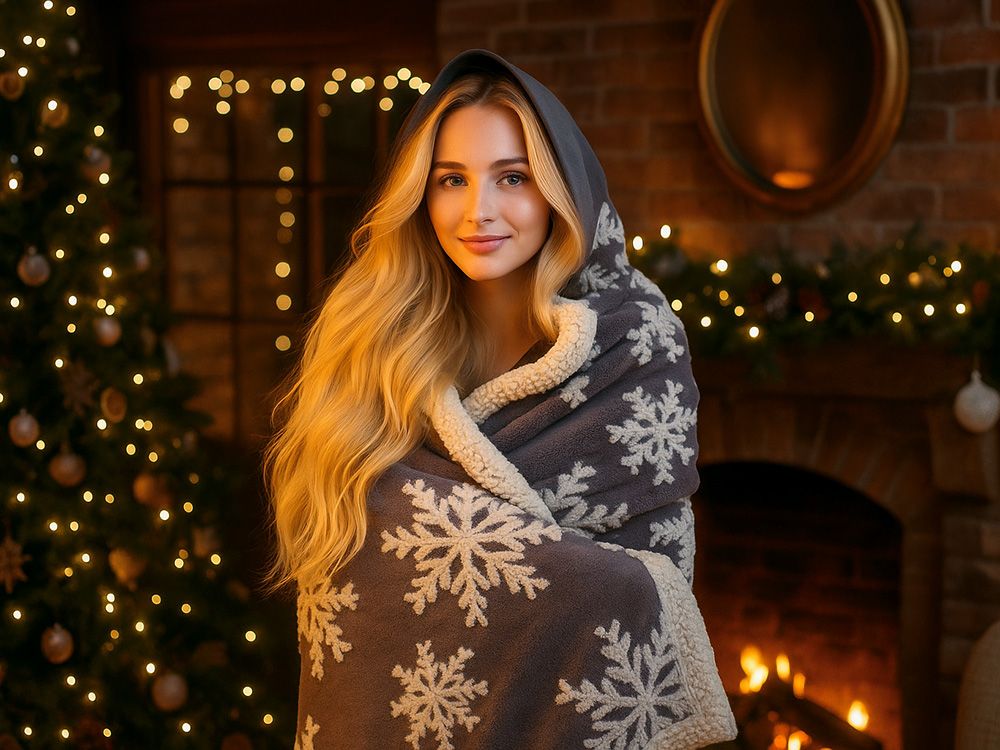 Плед Snowflake новогодний-12