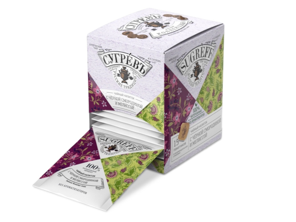 Чайный напиток с Листом черной смородины, мелиссой в индивидуальном саше конверте, 15 пакетиков-0