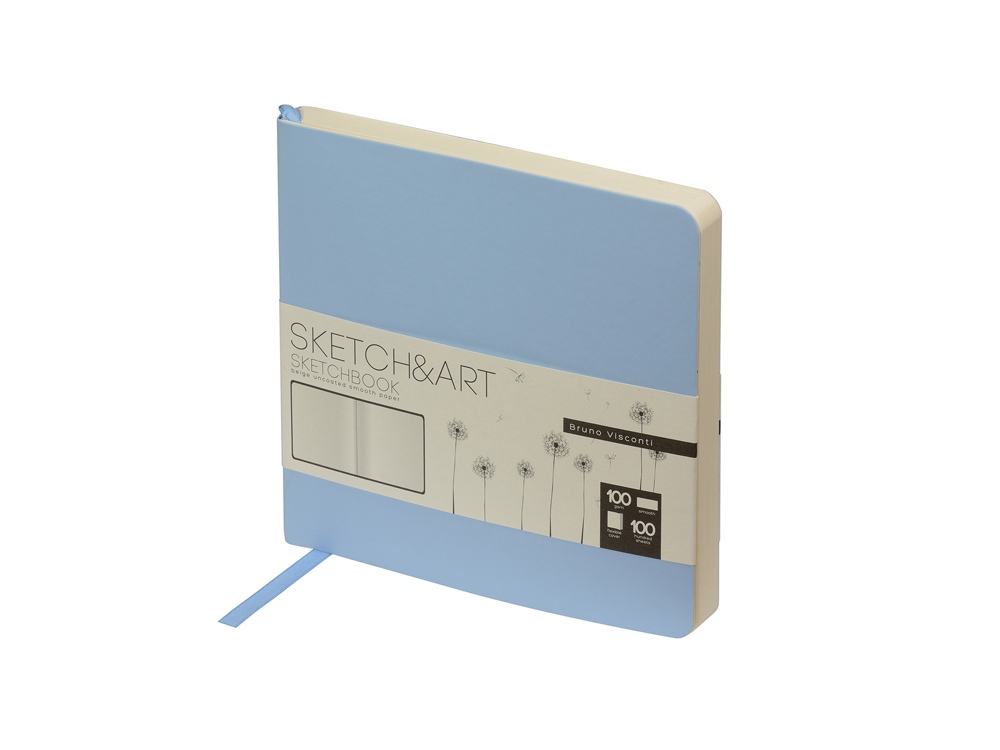 Скетчбук Sketch & Art в мягком переплете 145х145 мм, 100 л. бежевой бумаги 100 гр., голубой-0