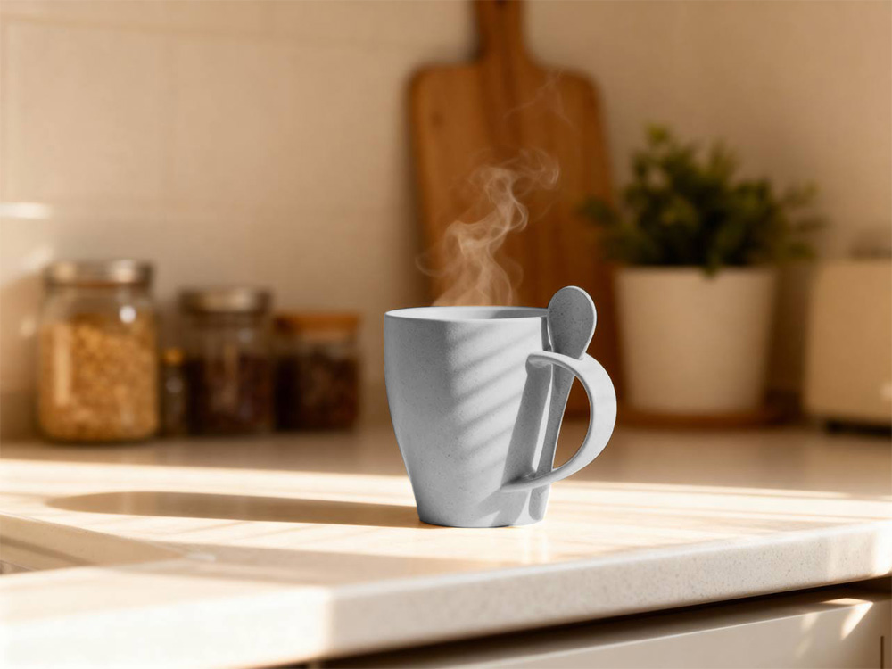 Пшеничная кружка Nina с ложкой, 300ml, серый Cool grey 7C-4