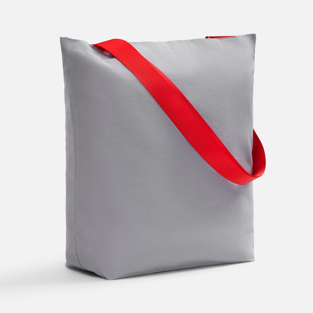 Шопер B5, серый с широкими красными ручками-1