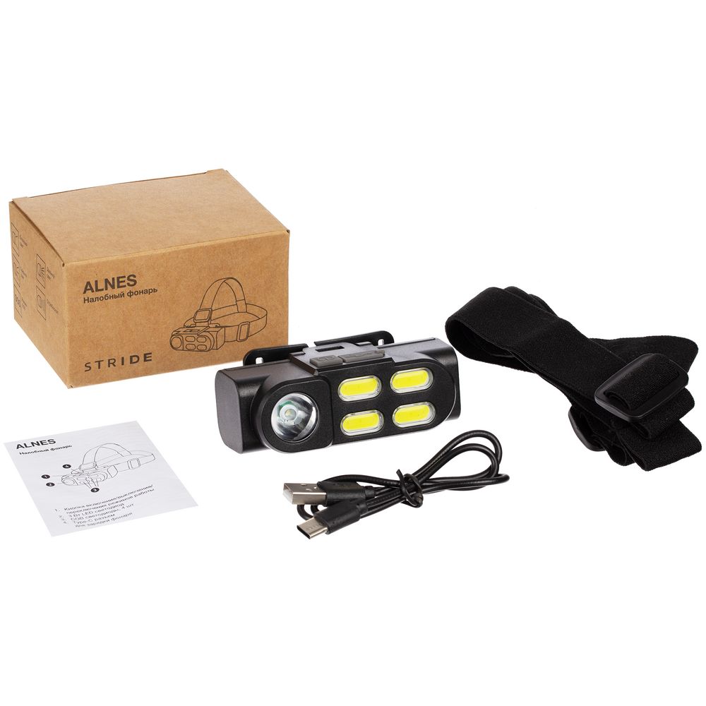 Налобный фонарик аккумуляторный Alnes, черный-4