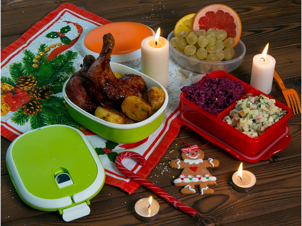 Герметичный ланч-бокс Foody с двумя секциями, 650мл, красный-6