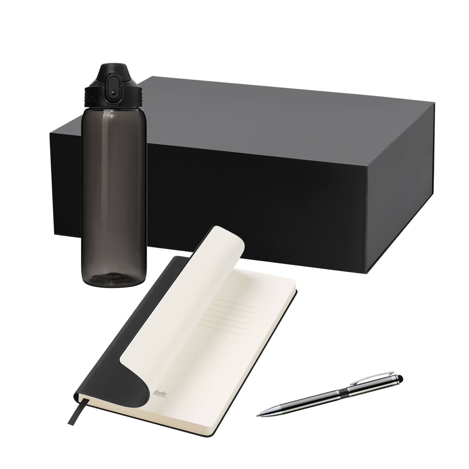 Подарочный набор Невада (Nevada), Стар (Star), черный (бутылка, ежедневник, ручка)-0