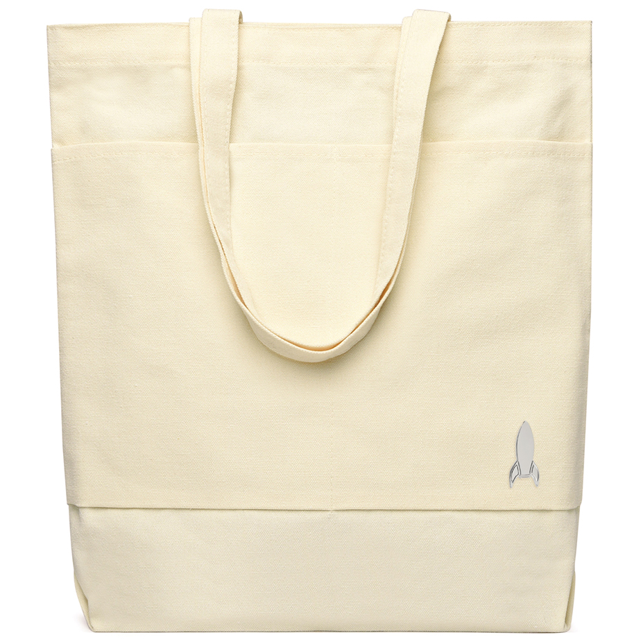 Сумка для покупок JETTA 325 г/м² с шильдом - ракета, натуральный/шильд ракета (серебро)-0