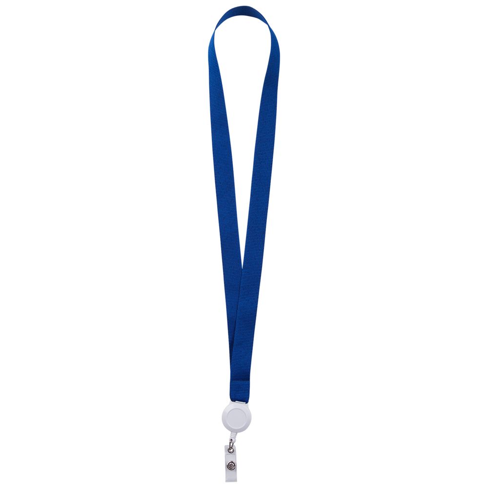 Лента для бейджа с ретрактором Retract, синяя-0