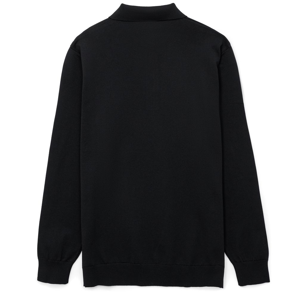 Рубашка поло мужская с длинным рукавом Terrazzo, черная-2