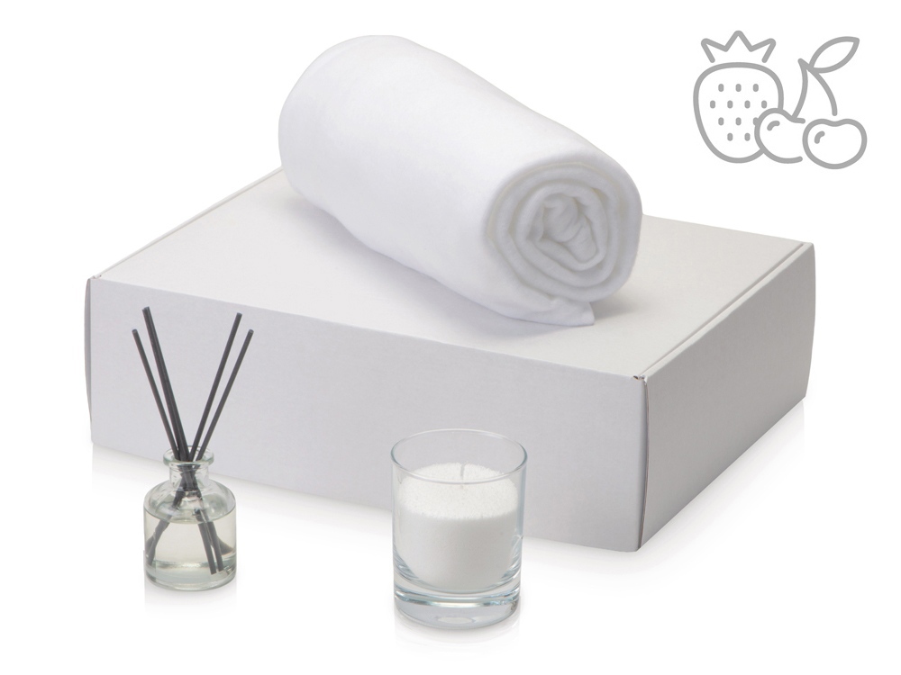Подарочный набор White light 2.0 с пледом, диффузором, насыпной свечой-0