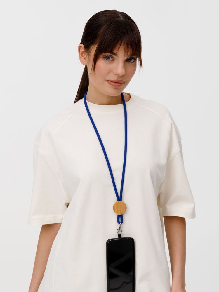 Шнурок для бейджа Tube Wood, синий-4