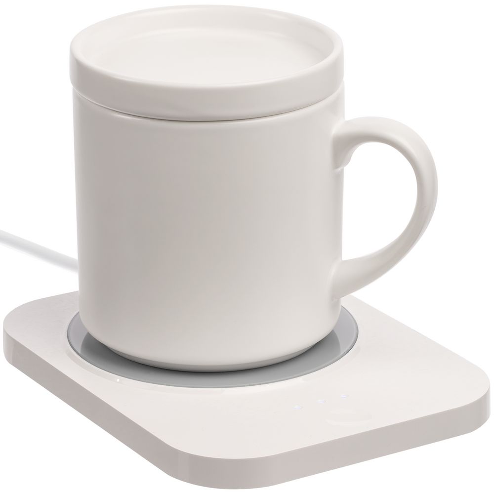 Кружка с подогревом и беспроводной зарядкой dualBase plus, белая-2