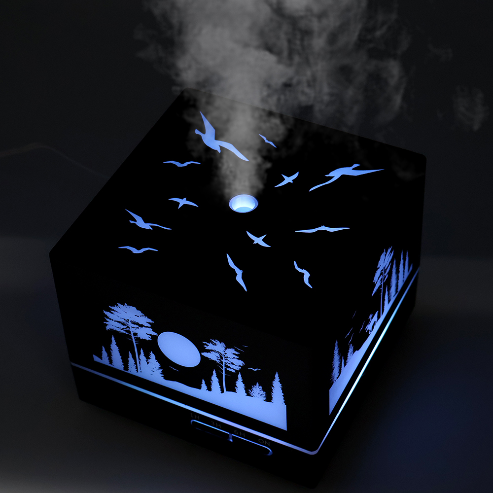 Светодиодный увлажнитель Wisdom с подсветкой гравировки, Черный-7