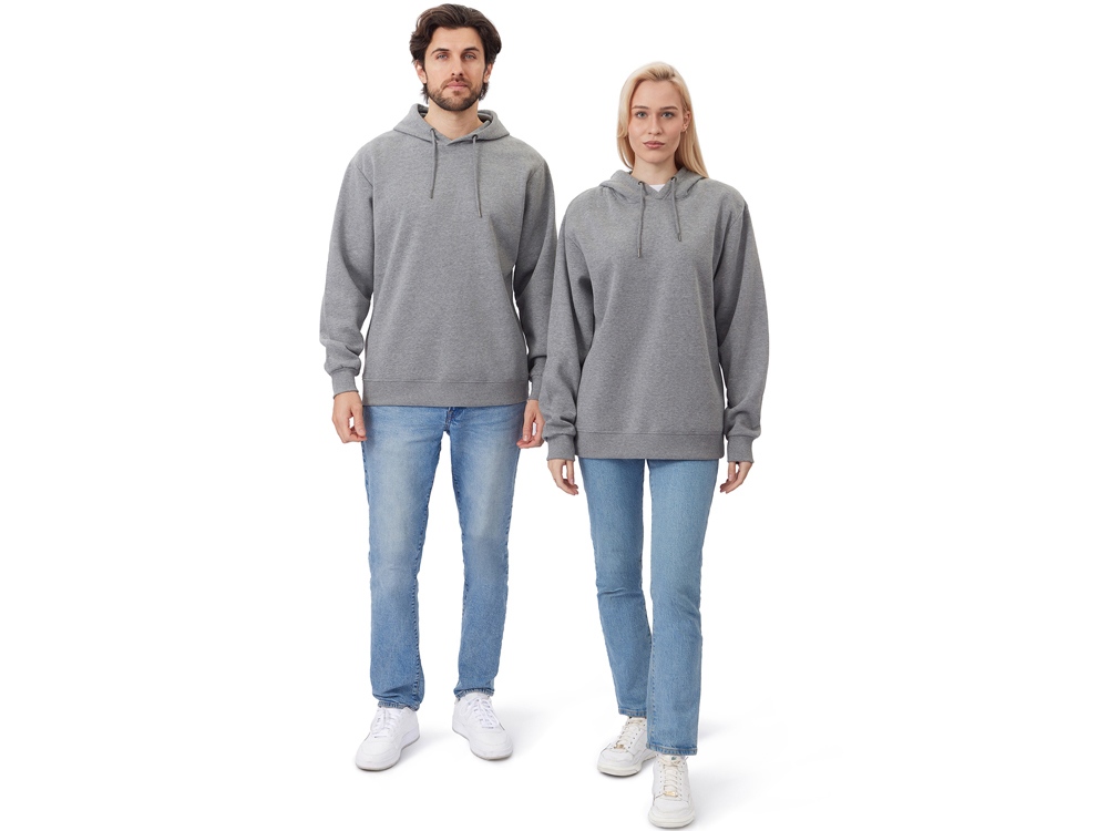 Толстовка с капюшоном оверсайз Lisbon унисекс, серый меланж-8