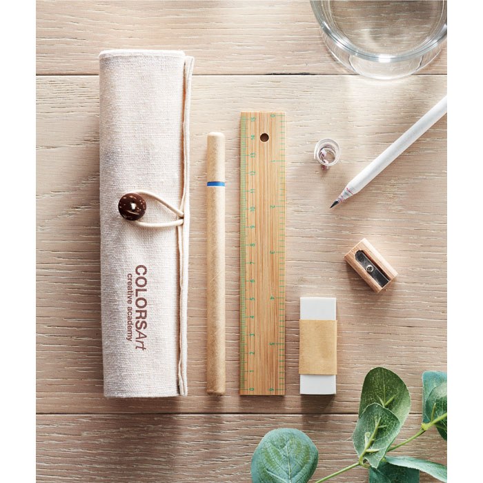 Канцелярский набор в пенале, бежевый-3