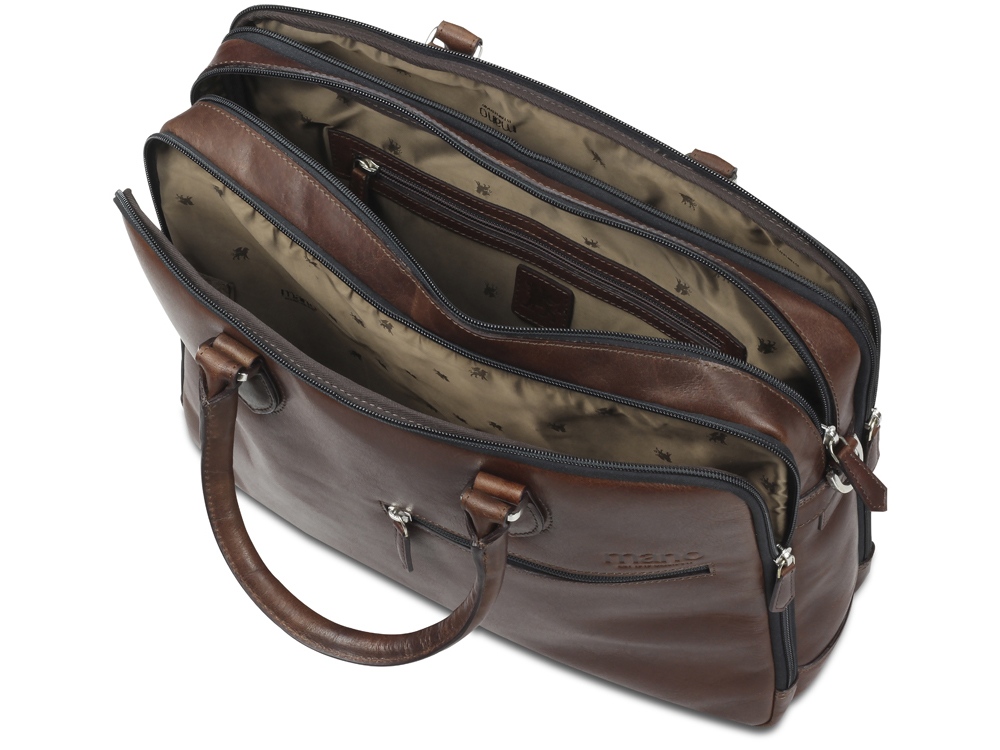 Сумка Mano Don Valentino, натуральная кожа в коричневом цвете, 41,5 х 31 х 10 см-5