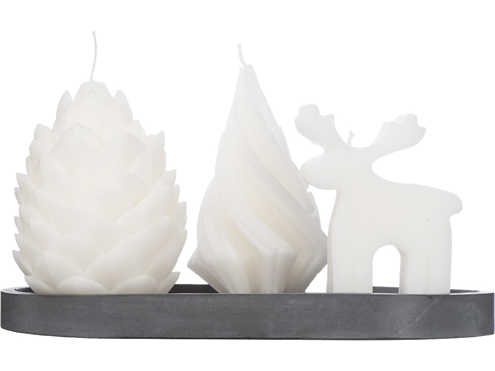 Свечи на подставке Олень, шишка, елочка-1