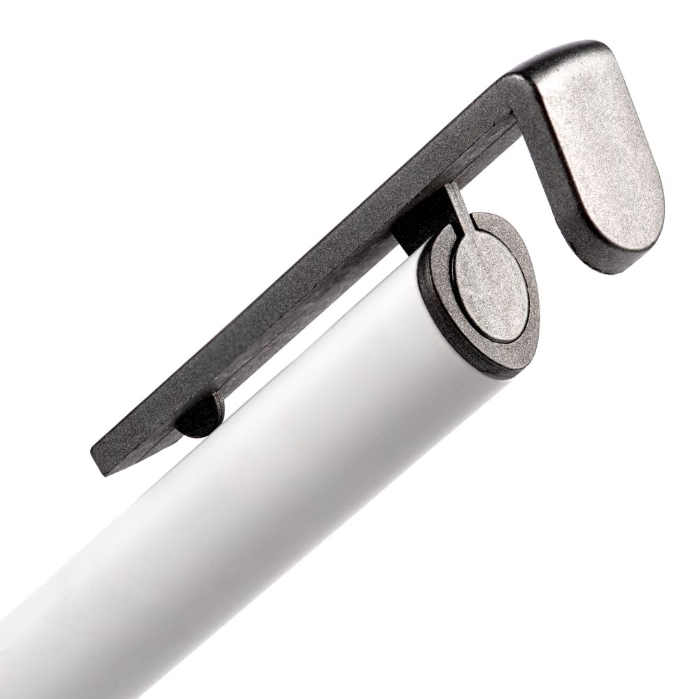 Ручка шариковая Standic с подставкой для телефона, белая-2